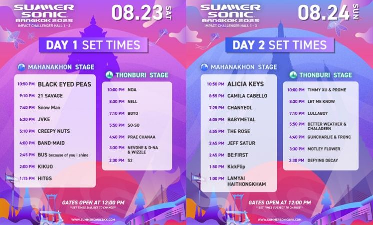 SUMMER SONIC BANGKOK พร้อมเดือดแล้ว! 2 วัน 2 เวที! 23-24 สิงหาคม 2568 นี้